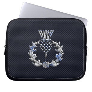 Silver Chrome like Scottish Thistle Laptop Sleeve