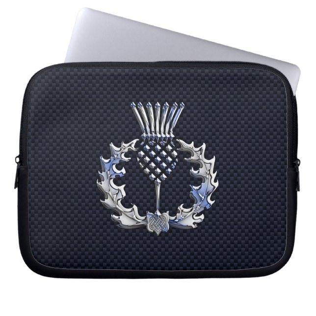 Silver Chrome like Scottish Thistle Laptop Sleeve (Framsidan)