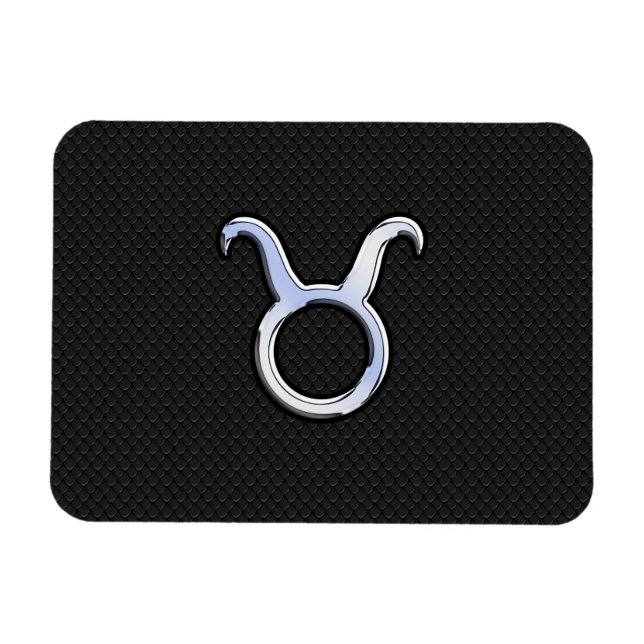 Silver Chrome like Taurus Zodiac-tecken Magnet (Horisontell)