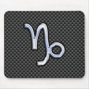 Silver Chrome som Capricorn Symbol Carbon Fiber Musmatta