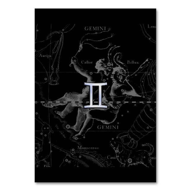 Silver Chrome som Gemini Zodiac Sign på Hevelius Bordsnummer (Framsidan)