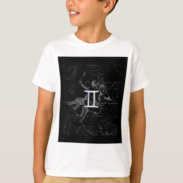Silver Chrome som Gemini Zodiac Sign på Hevelius Tee (Framsida)