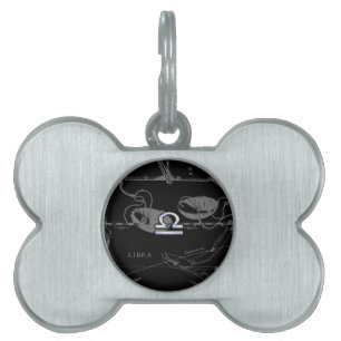 Silver Chrome som Libra Zodiac Sign på Hevelius ID-bricka Husdjur