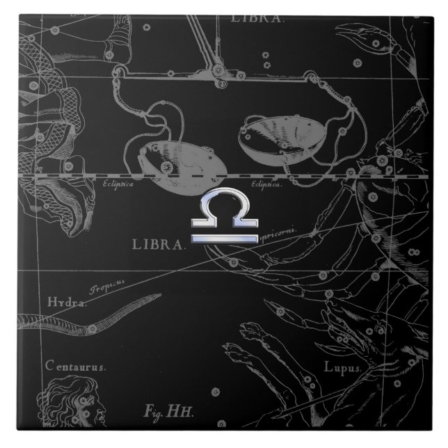 Silver Chrome som Libra Zodiac Sign på Hevelius Kakelplatta (Framsidan)