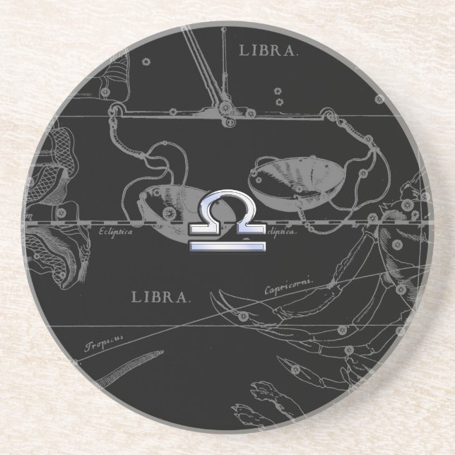 Silver Chrome som Libra Zodiac Sign på Hevelius Underlägg (Framsidan)