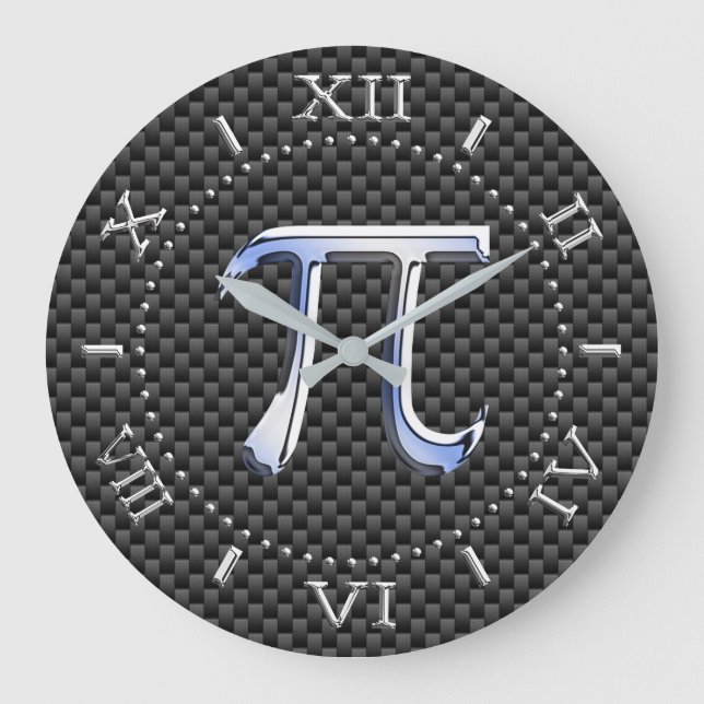 Silver Chrome som Pi-symbol på en kolring Stor Klocka (Framsida)