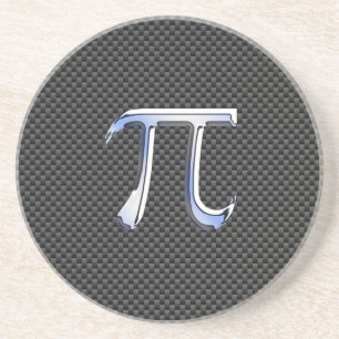 Silver Chrome som Pi-symbol på kolfiber Underlägg Sandsten