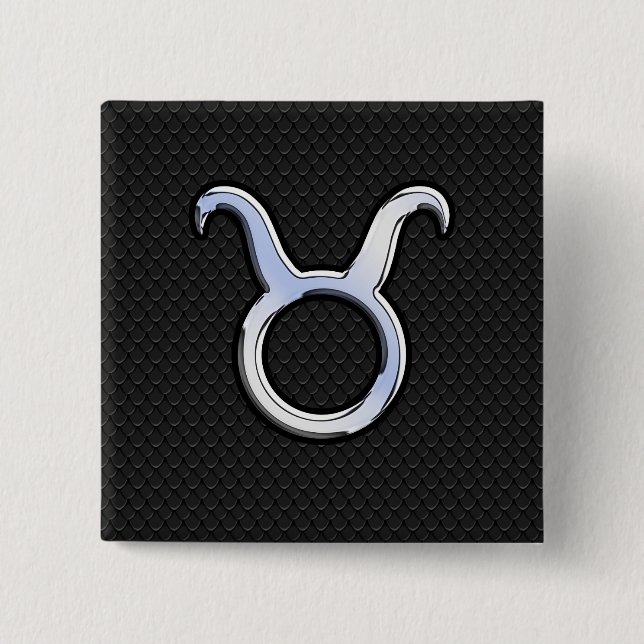 Silver-chrome som Taurus Zodiac-teckendecor Knapp (Framsida)