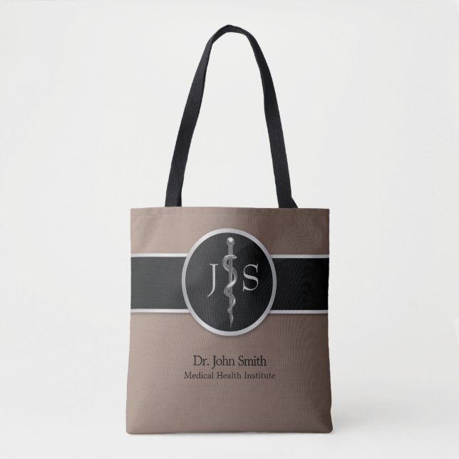 Silver Classy Noble Rod of Asclepius Medical Tygkasse (Framsida)