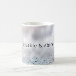 Silver Confetti Aqua Rosa Glitter Gnistra Sjöjungf Kaffemugg