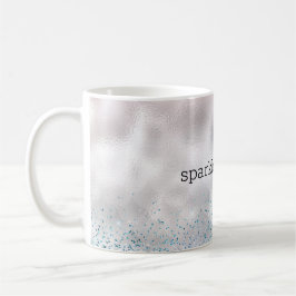 Silver Confetti Aqua Rosa Glitter Gnistra Sjöjungf Kaffemugg