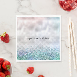 Silver Confetti Aqua Rosa Glitter Gnistra Sjöjungf Pappersservett
