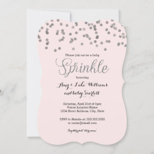 Silver Confetti Baby Sprinkle Girl Shower Inbjudan