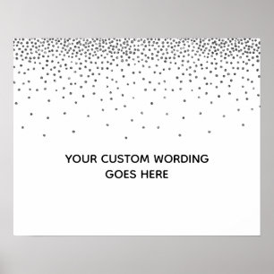 Silver Confetti Blank DIY Personligt bröllp-tecken Poster