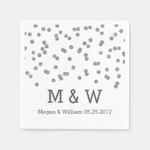 Silver Confetti Bröllop Monogram