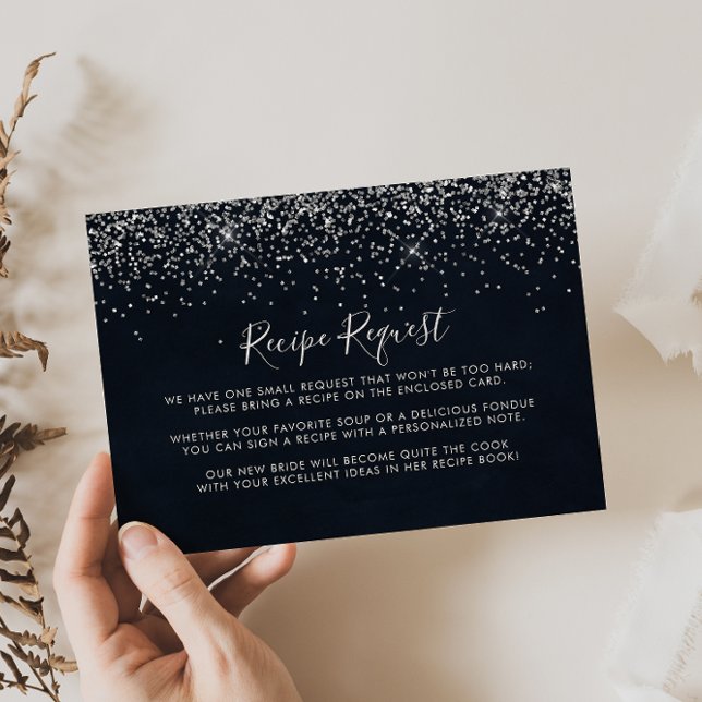 Silver Confetti Bröllop Recipe-begäran Tilläggskort (Skapare uppladdad)
