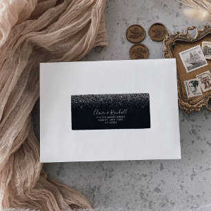 Silver Confetti Calligraphy OSA Adress Adressetikett