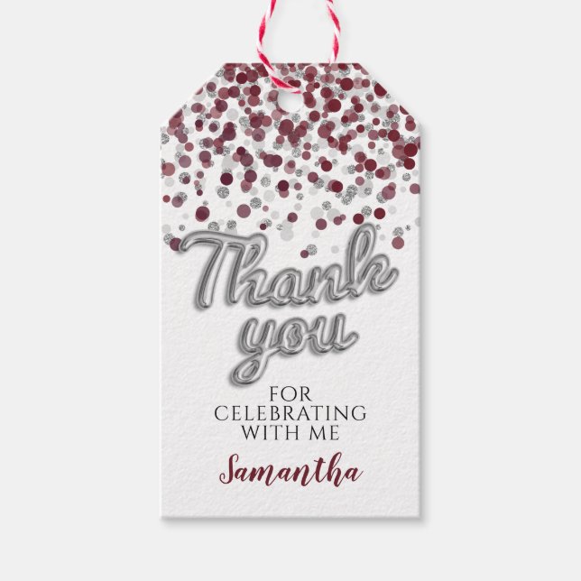 Silver Confetti Gift-Märkre Presentetikett (Framsidan)