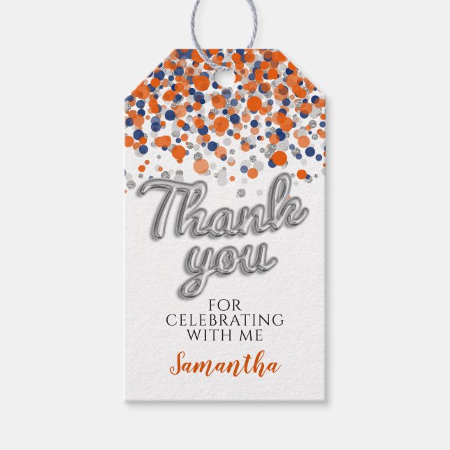 Silver Confetti Gift-Märkre Presentetikett (Framsidan)