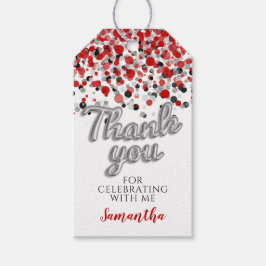 Silver Confetti Gift-Märkre Presentetikett