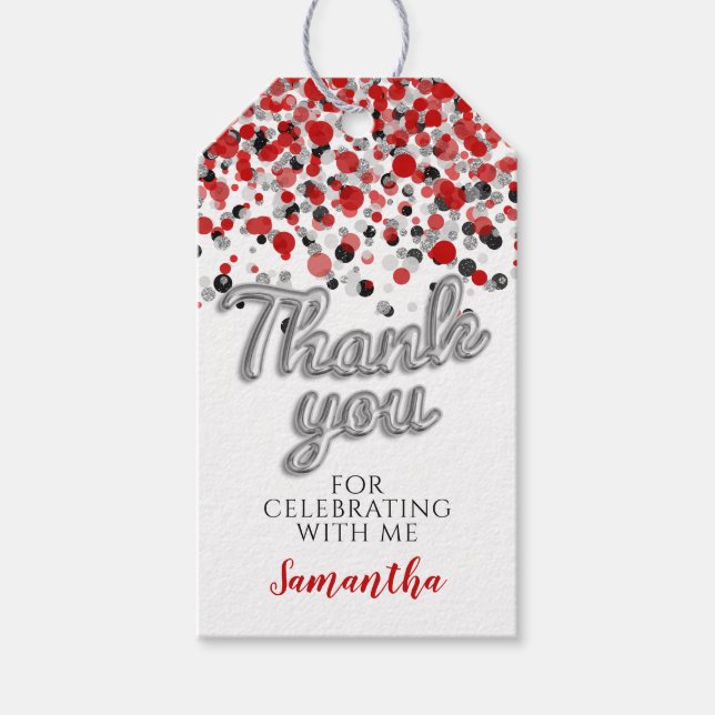 Silver Confetti Gift-Märkre Presentetikett (Framsidan)