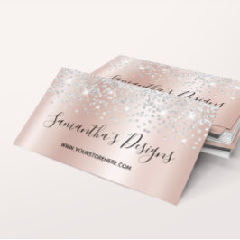 Silver Confetti Glitter Ro Guld-övertoning för Visitkort