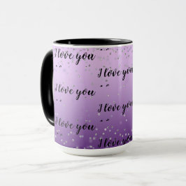 Silver Confetti Lila Ombre Kärlek Mugg