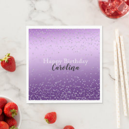 Silver Confetti Lila Ombre namn Pappersservett