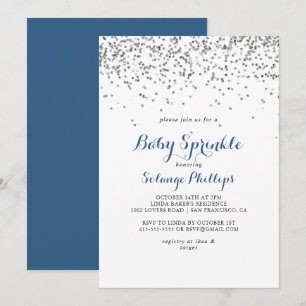 Silver Confetti minimalistisk Baby-skinkle Inbjudningar