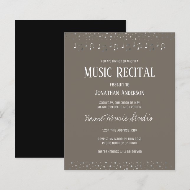 Silver Confetti Music Recital Budget (Fram/baksida)