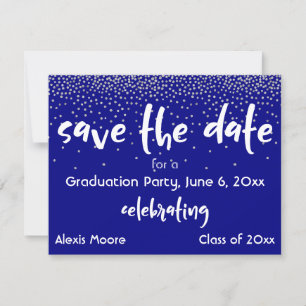 Silver Confetti Navy Studentfest Spara Date Meddelande