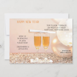 Silver Confetti nyårssaxar för champagne Inbjudningar