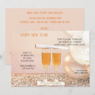 Silver Confetti nyårssaxar för champagne Inbjudningar