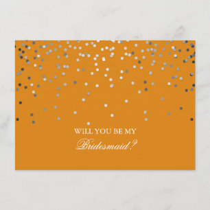 Silver Confetti Orange Bröllop Bridesmaid Inbjudningar