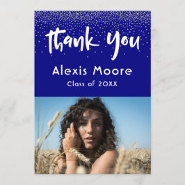 Silver Confetti over Navy, Photo Grad 4 Tack Meddelande