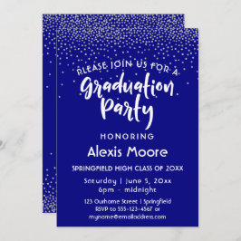 Silver Confetti over Navy, Studentfest 2 Inbjudningar