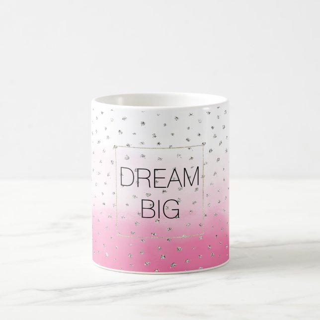 Silver Confetti Rosa Ombre Watercolor Kaffemugg (Center)