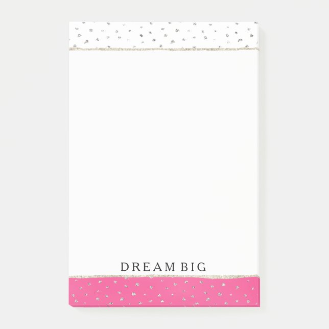 Silver Confetti Rosa Ombre Watercolor Post-it Block (Framsida)