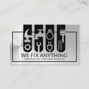 Silver Construction Verktyg Banners Visitkort