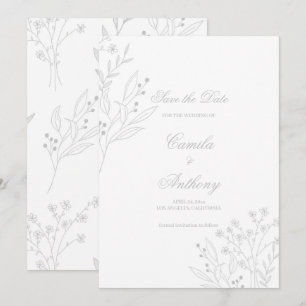 Silver Corner Blommigt Boho Bröllop Inbjudningar