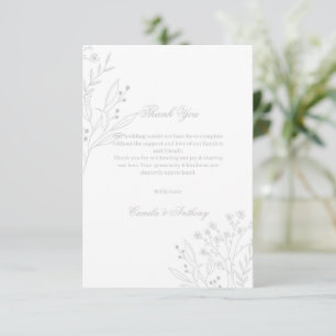 Silver Corner Blommigt Boho Bröllop Tack Kort