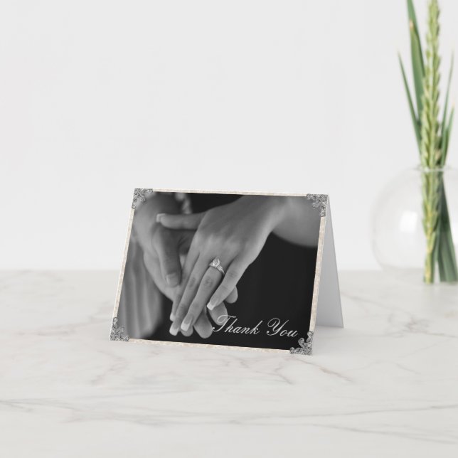 Silver Corner Flourish Tackkort (Framsida)