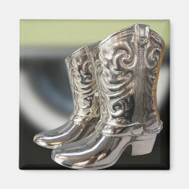 Silver cowboy stövlar magnet