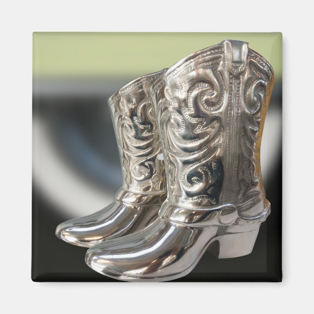 Silver Cowboystövlar Magnet (Framsidan)