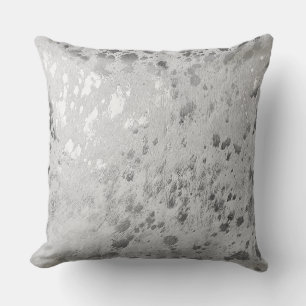 Silver Cowhide Print Metallic Scatter Kudde