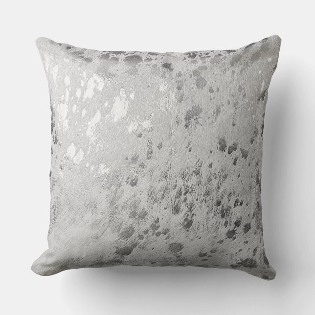 Silver Cowhide Print Metallic Scatter Kudde (Framsida)