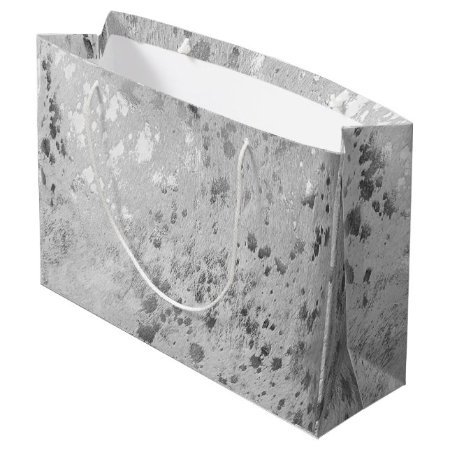 Silver Cowhide Tryck Metallisk (Baksidan Vinklad)