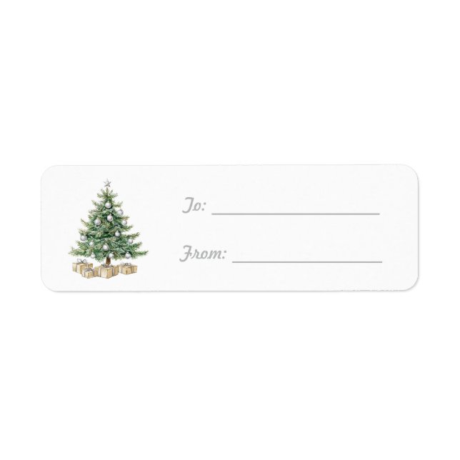 Silver Cream Gifts Christmas Tree Returadress Etikett (Framsidan)