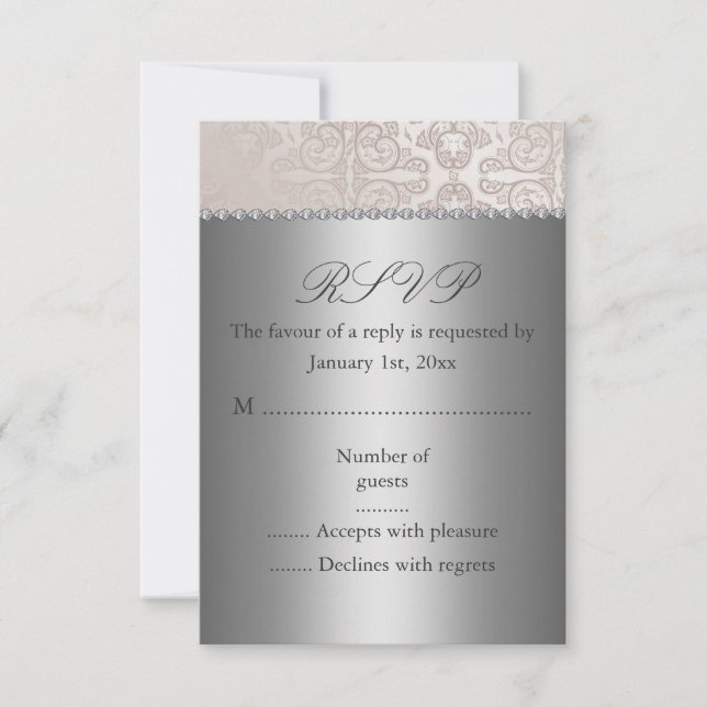 Silver/Cream RSVP-kort OSA Kort (Framsida)
