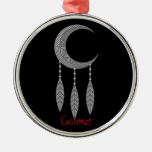 Silver Crescent Måne Feathers Thunder_Cove Julgransprydnad Metall